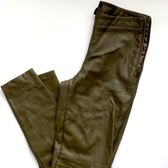 Green Pleather Straight Legged Pants - Picture 1 of 2